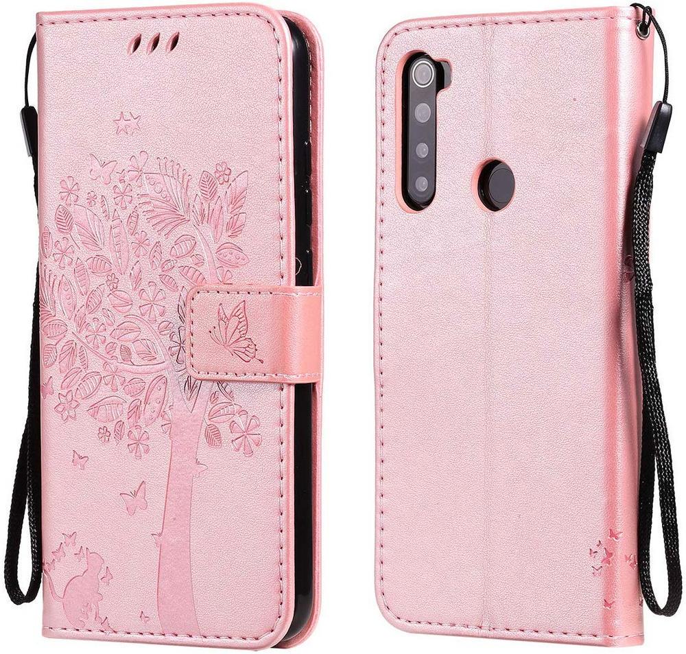 Чехол для Xiaomi Redmi Note 8T (рисунок кот и дерево) Rose Gold (10159-27)