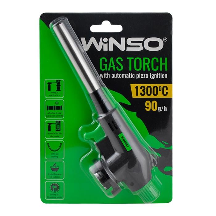 Горелка газовая WINSO с автоматическим пьезоподжигом 76 мм d 13,6 мм 260200 (138566)