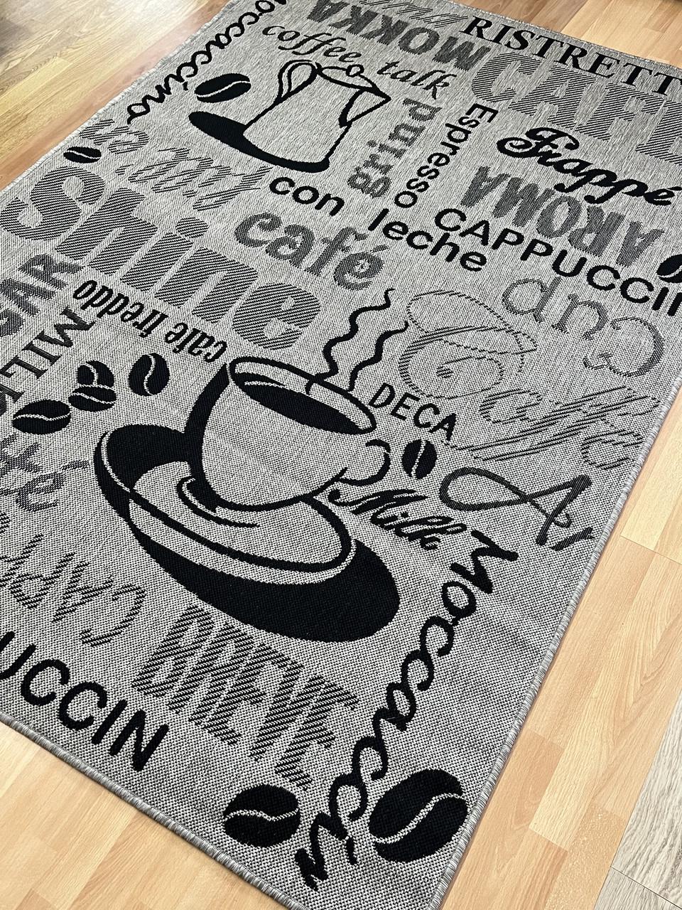 Ковер прямоугольный безворсовый Кофе рогожка 160х230 см Серый (2816475420)