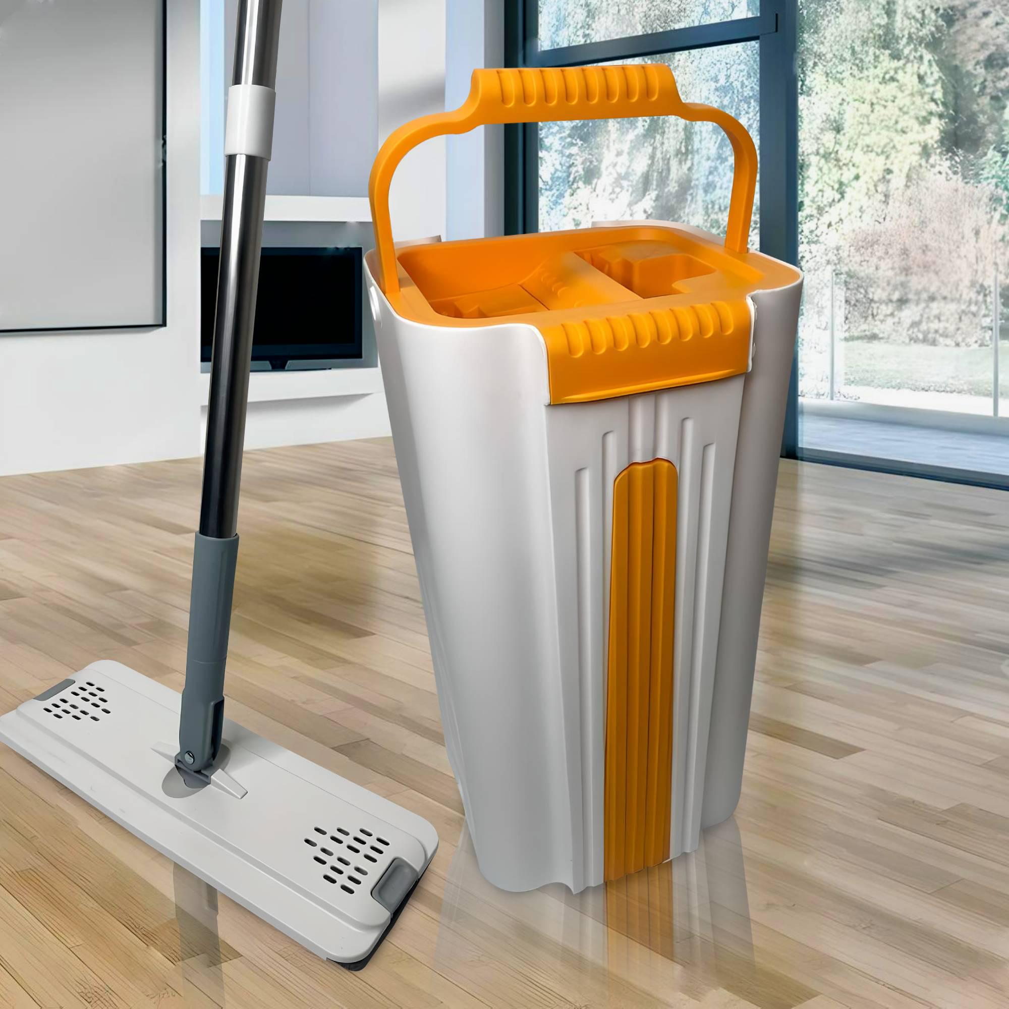 Швабра-лентяйка с ведром и автоматическим отжимом Scratch housework 10 л Оранжевый (НА-371) - фото 2