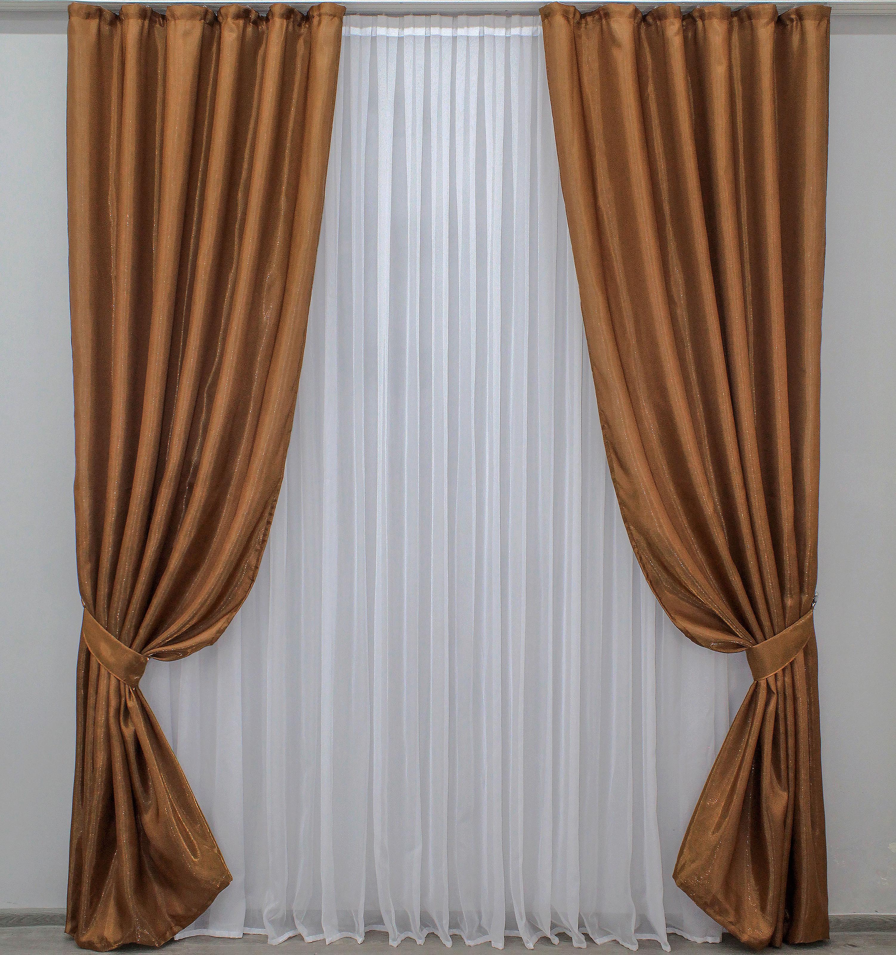 Комплект штор VR-Textil Атлас № 787ш монорей 150х270 см 2 шт. Коричневый (30-574) - фото 1 Комплект штор VR-Textil Атлас № 787ш монорей 150х270 см 2 шт. Коричневый (30-574) - фото 1