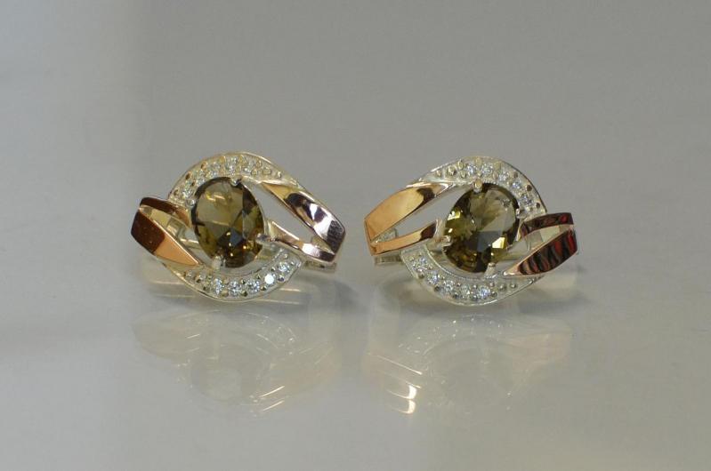 Серебряные серьги Sil 090s-12 Рах-топаз (Sil-982)