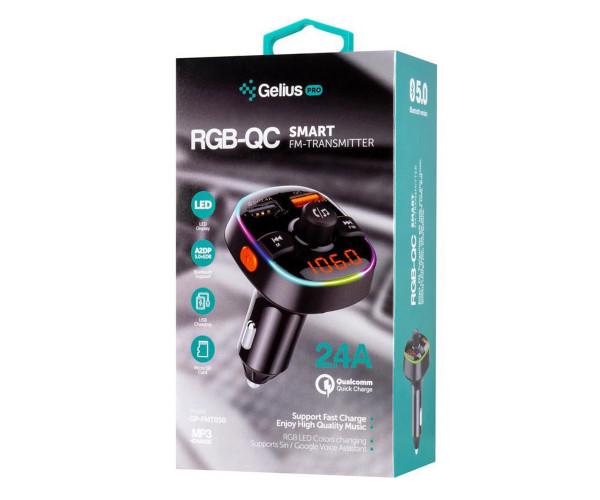 Модулятор FM автомобільний зарядний Gelius Pro RGB-QC3.0 GP-FMT050 Type-C 2 USB 2,4A Black - фото 5 Модулятор FM автомобільний зарядний Gelius Pro RGB-QC3.0 GP-FMT050 Type-C 2 USB 2,4A Black - фото 5