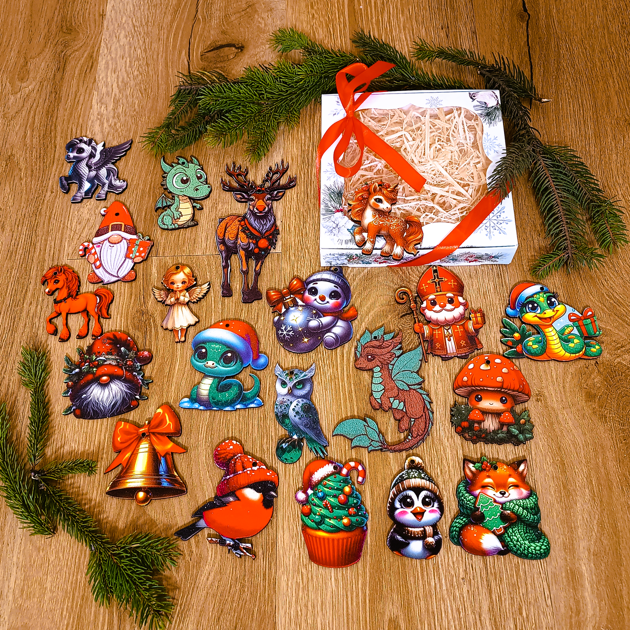 Подарочный набор деревянных эко-игрушек на елку Luxyart 20 шт. (DN-749) - фото 3 Подарочный набор деревянных эко-игрушек на елку Luxyart 20 шт. (DN-749) - фото 3