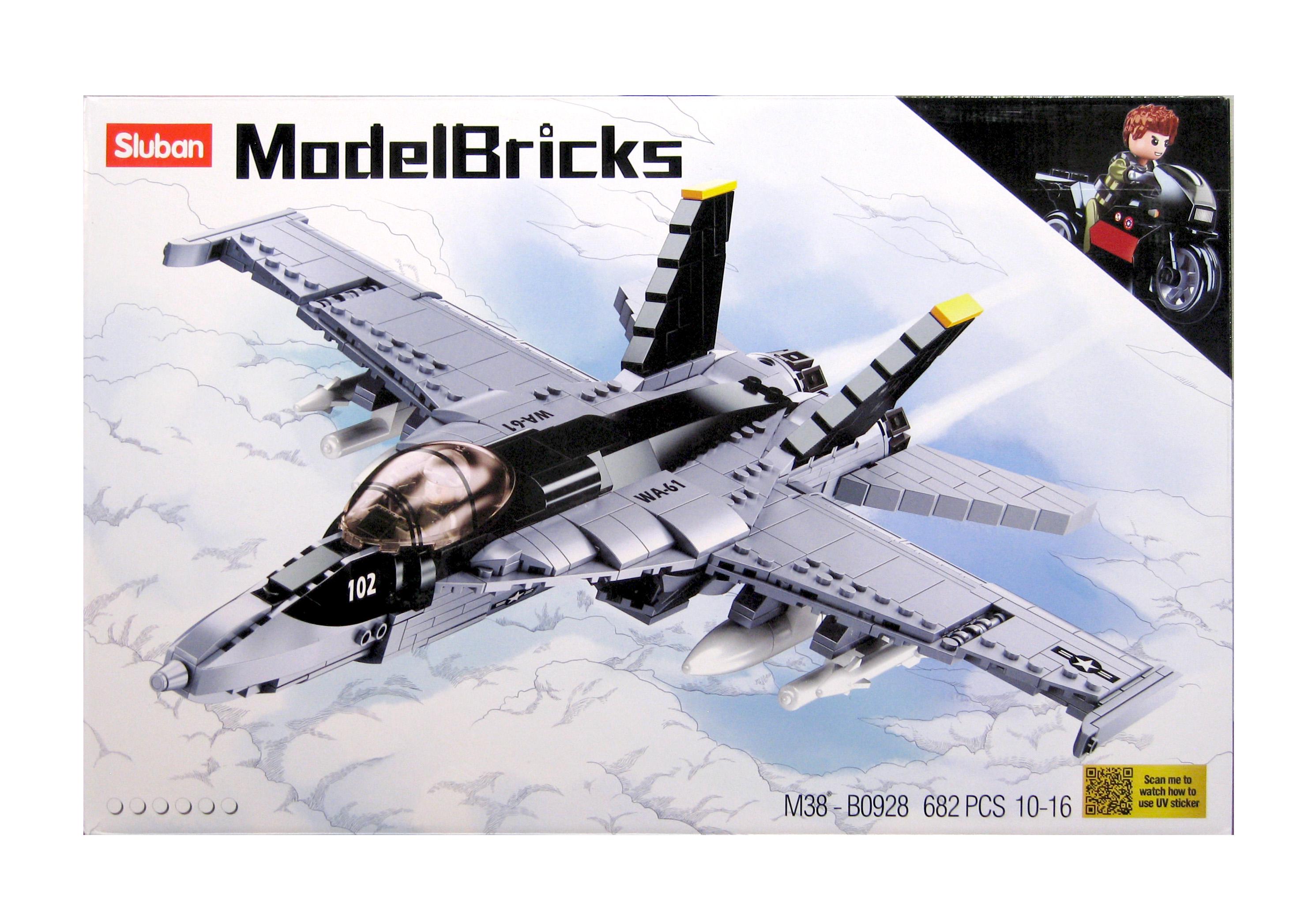 Конструктор Sluban M38-B0928 Палубный истребитель F/A-18E Super Hornet 682 детали 1 фигурка