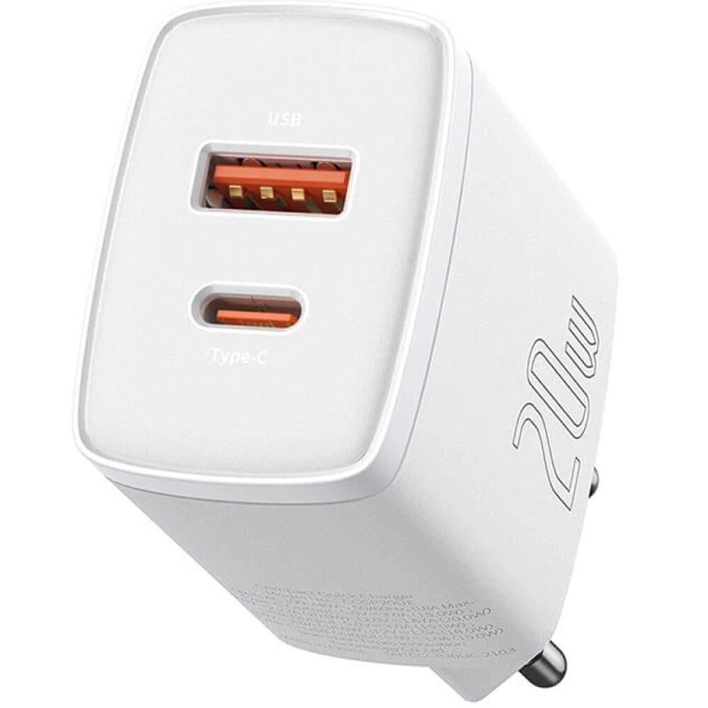 Сетевое зарядное устройство Baseus Compact QC 3.0+PD 3.0 20 Вт USB+Type-C 3 A Белый