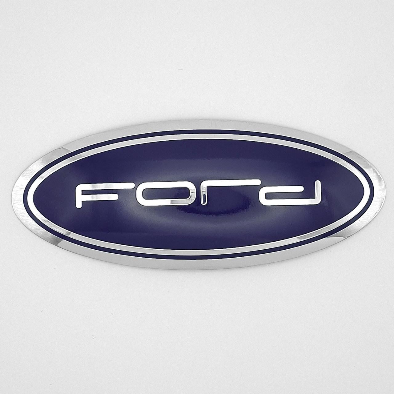 Вставка эмблема в значок Ford 125х49 мм Хром/Синий new style (4M518216AA)