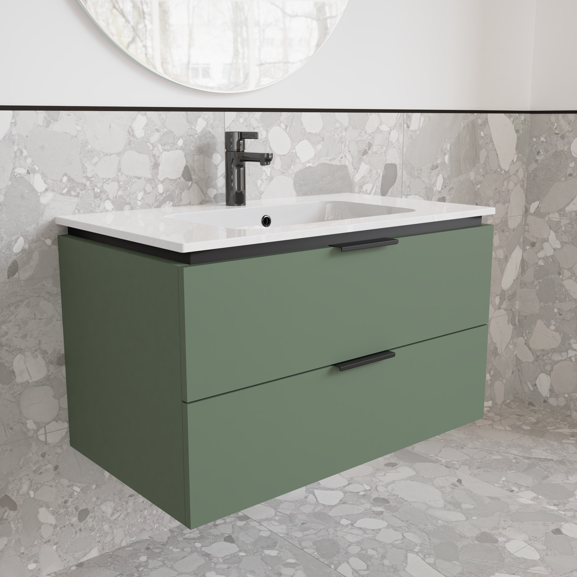 Тумба підвісна з раковиною MVK Vostok Icon 70 В2 700х450х530 мм Зелений димчастий (p270gr) - фото 2 Тумба підвісна з раковиною MVK Vostok Icon 70 В2 700х450х530 мм Зелений димчастий (p270gr) - фото 2