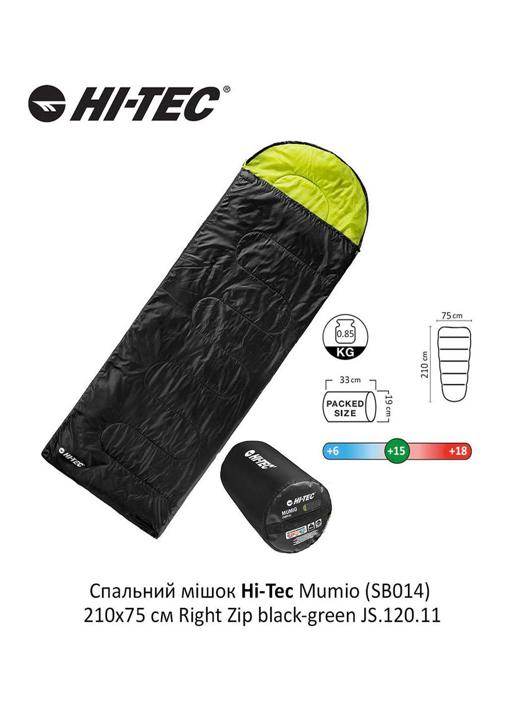 Спальний мішок Hi-Tec Mumio SB014 210x75 см Right Zip Чорно-зелений (JS.120.11) - фото 6