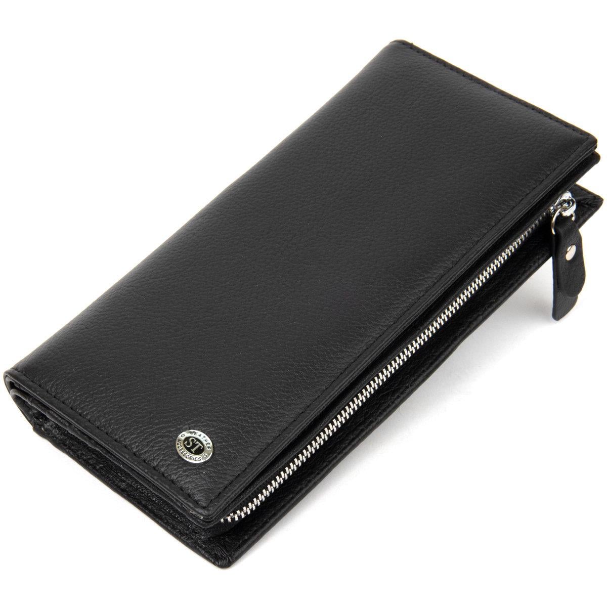 Кошелек-клатч ST Leather 19371 на молнии и с магнитным внешним отделением Черный (168-136-19371)