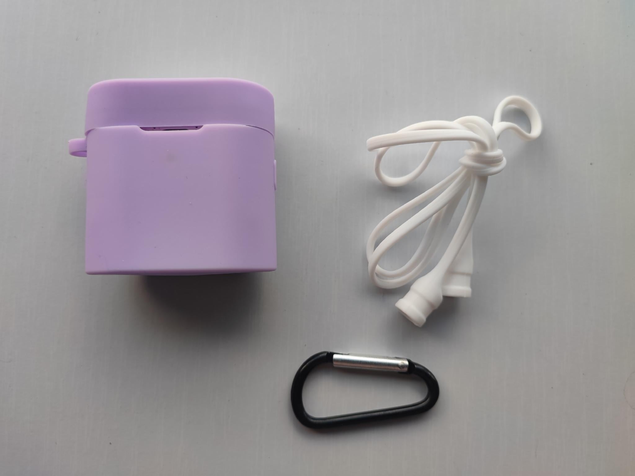 Чехол для наушников-гарнитуры Xiaomi Air 2/2S Mi True Wireless Earphones силиконовый с фиксатором Светло-фиолетовый (200402)