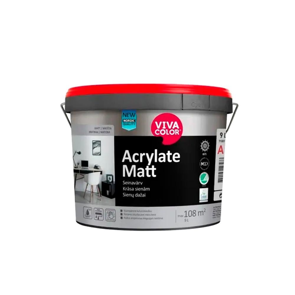 Краска для стен Vivacolor Acrylate Matt матовая водно-дисперсионная для внутренних работ база A без блеска 9 л Белый (2105635190) - фото 1 Краска для стен Vivacolor Acrylate Matt матовая водно-дисперсионная для внутренних работ база A без блеска 9 л Белый (2105635190) - фото 1