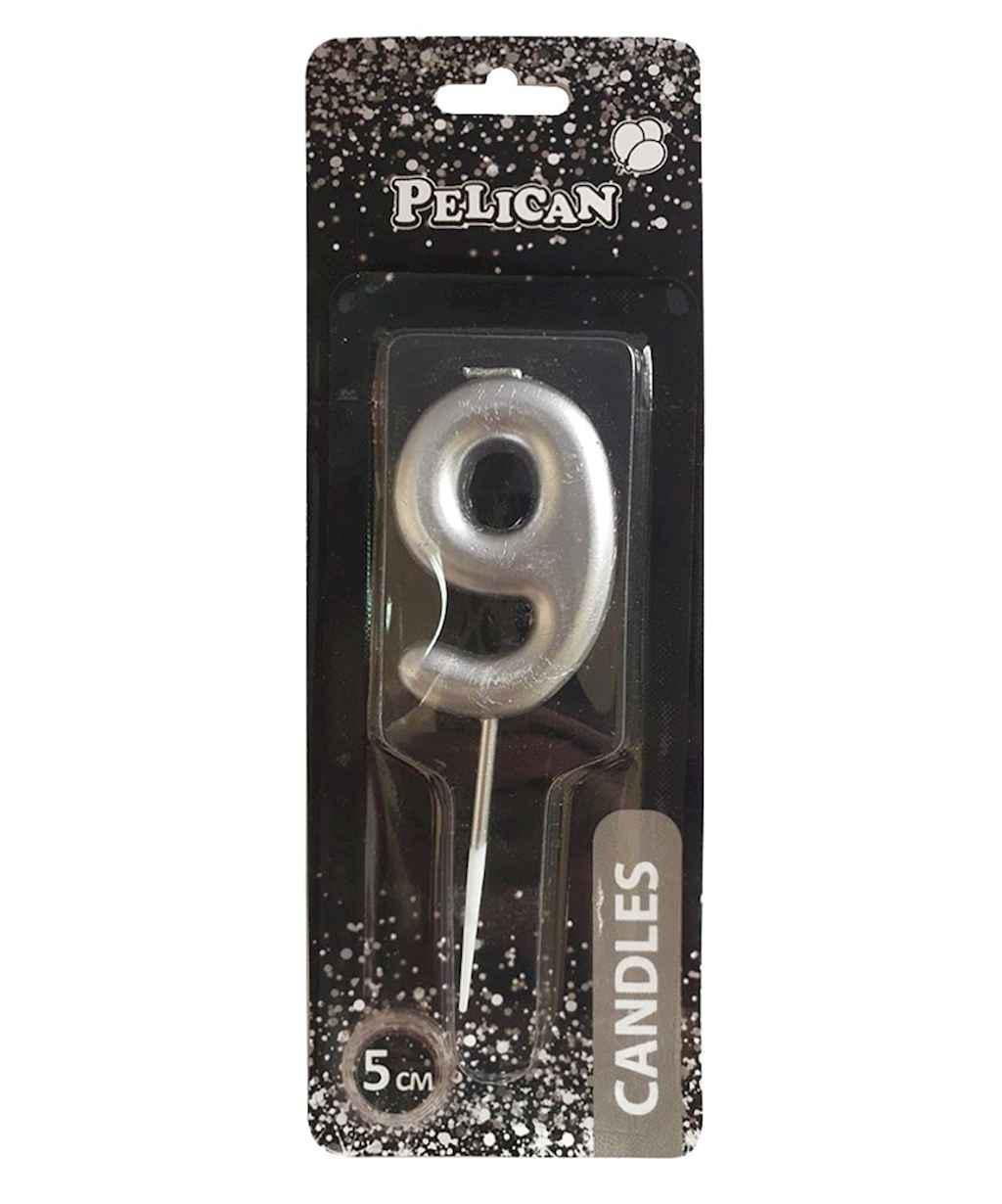 Свеча для торта Pelican 9 5 см Серебристый (865029)