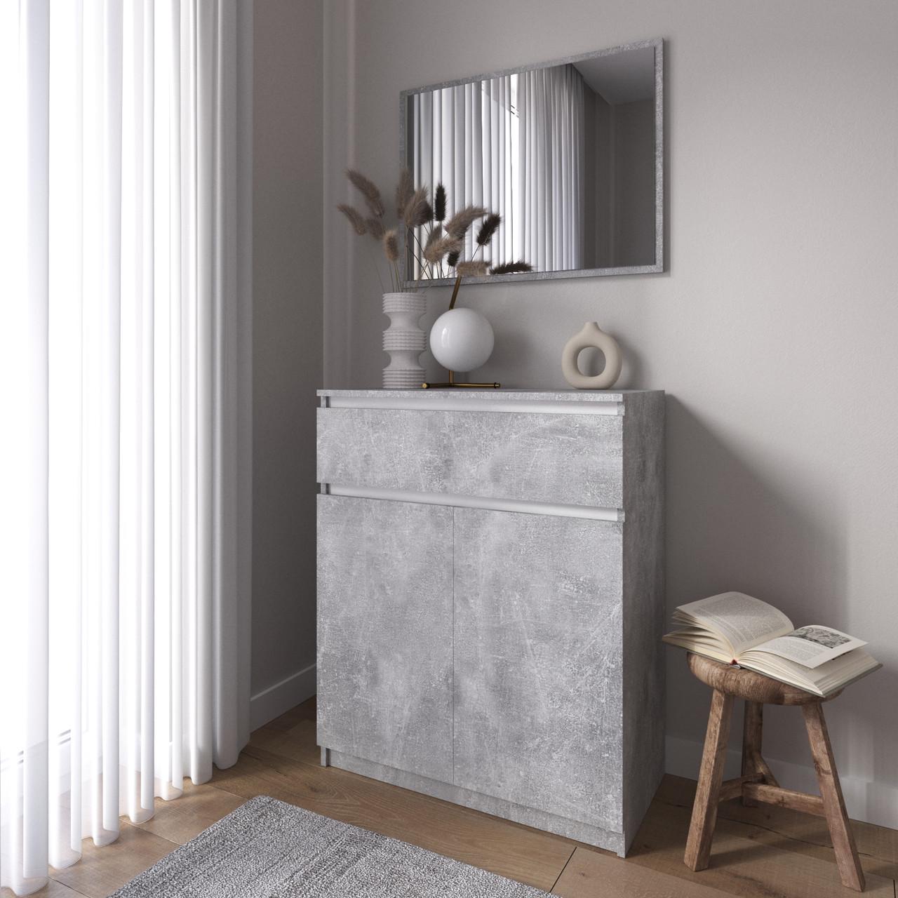 Комод-тумба Вайс R-23 80х40х98 см Бетон/Білі планки (30368821) - фото 1