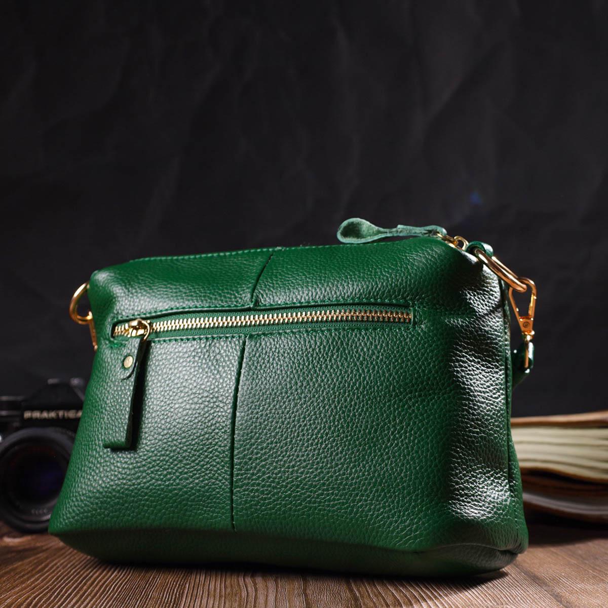 Сумка через плечо Vintage Bag 22097 из натуральной кожи Зеленый - фото 9