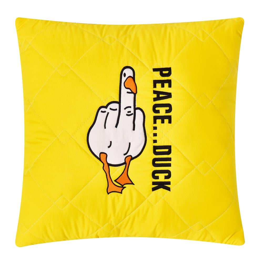 Подушка декоративная IDEIA "PEACE... DUCK" с вышивкой антиаллергическая 40х40 см Желтый (25722)