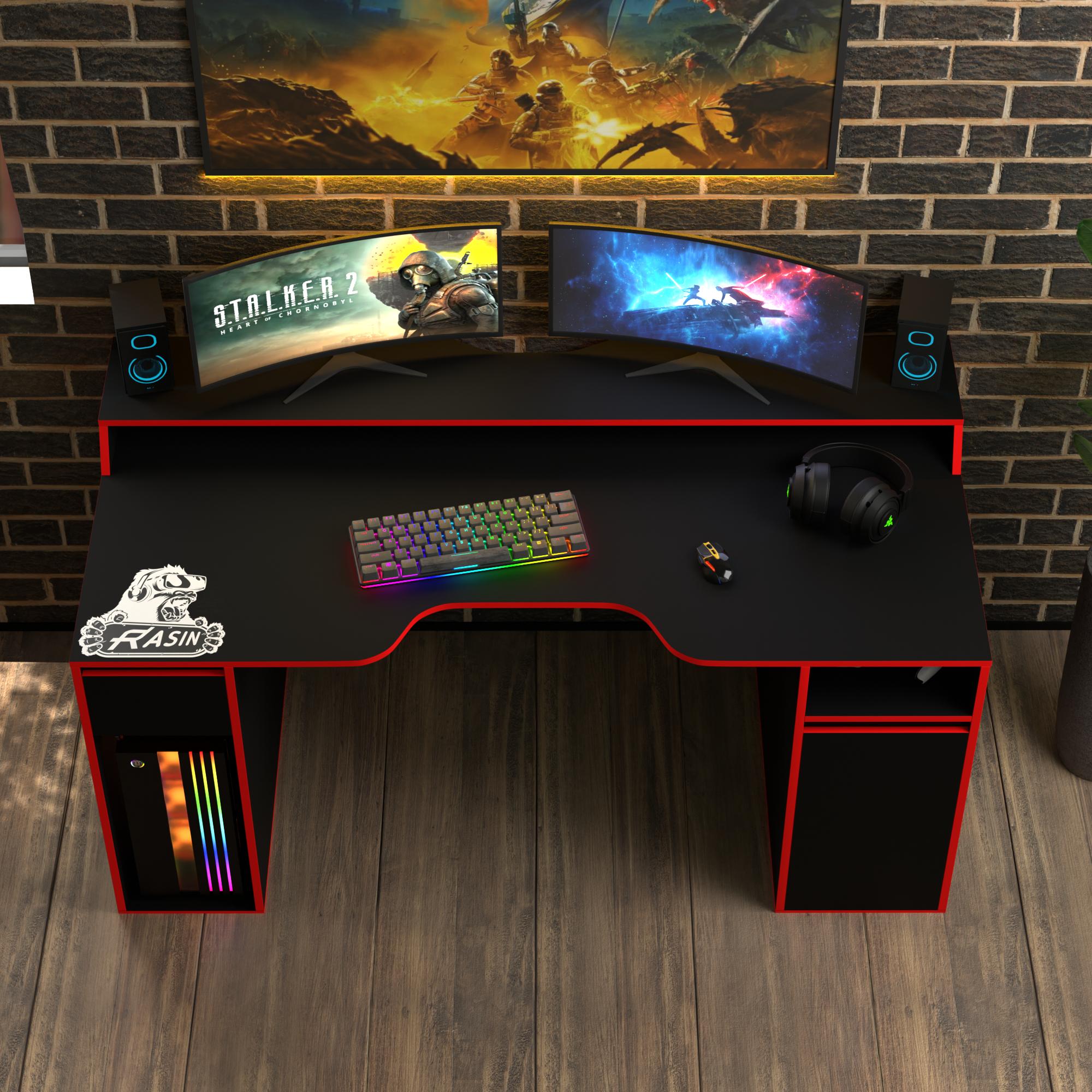 Стол геймерський ергономічний із надбудовою Zeus Rasin RS-27 ламінована ДСП Чорно-червоний (RS-27) - фото 3 Стол геймерський ергономічний із надбудовою Zeus Rasin RS-27 ламінована ДСП Чорно-червоний (RS-27) - фото 3