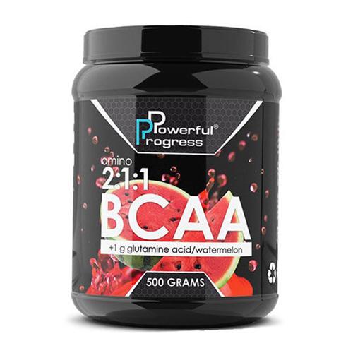 Амінокислота BCAA для спорту Powerful Progress BCAA 2:1:1 + Glutamine 500 г 50 порцій Watermelon