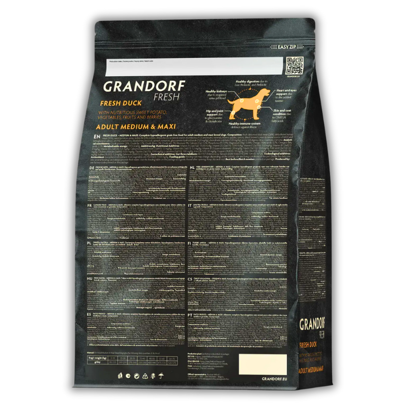 Корм сухой для собак Grandorf Fresh Утка с бататом для взрослых собак средних и крупных пород 3 кг (94403) - фото 2