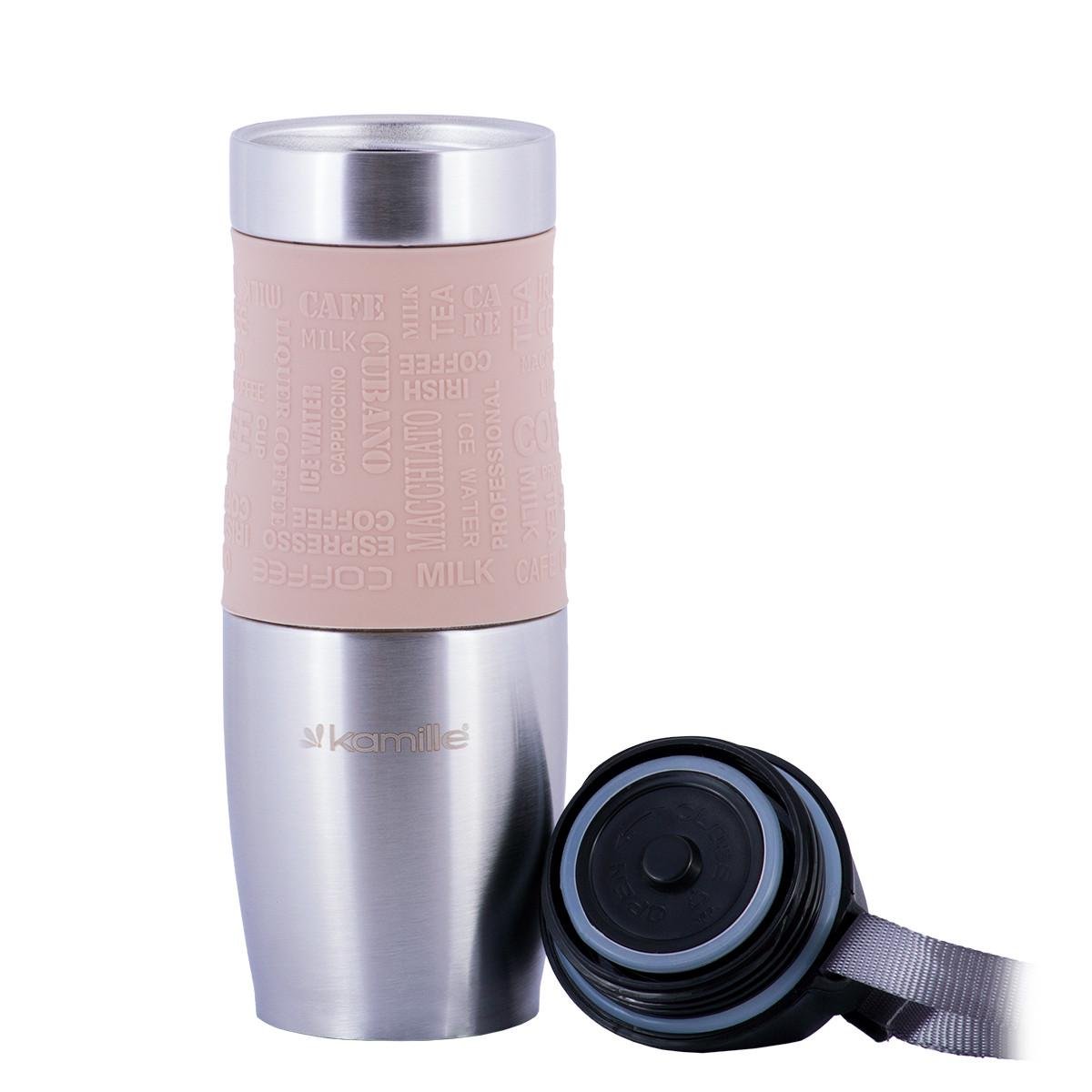 Термокружка Kamille KM-2051-BE 480 мл Бежевый (105266) - фото 2 Термокружка Kamille KM-2051-BE 480 мл Бежевый (105266) - фото 2