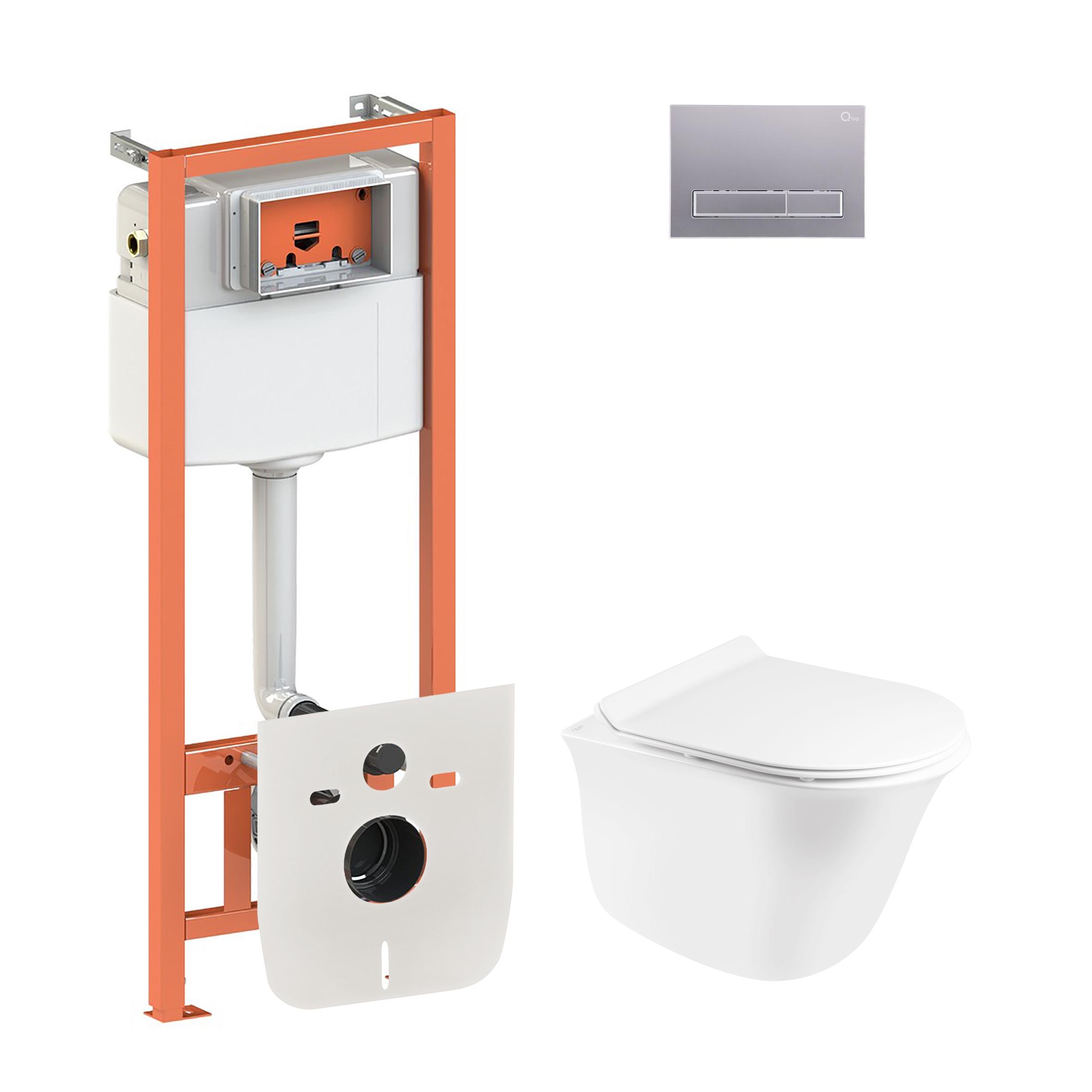 Комплект инсталляции Q-tap Nest/Virgo QT1833051ERW0133M425M08382SAT с унитазом кнопка Сатин (124782)