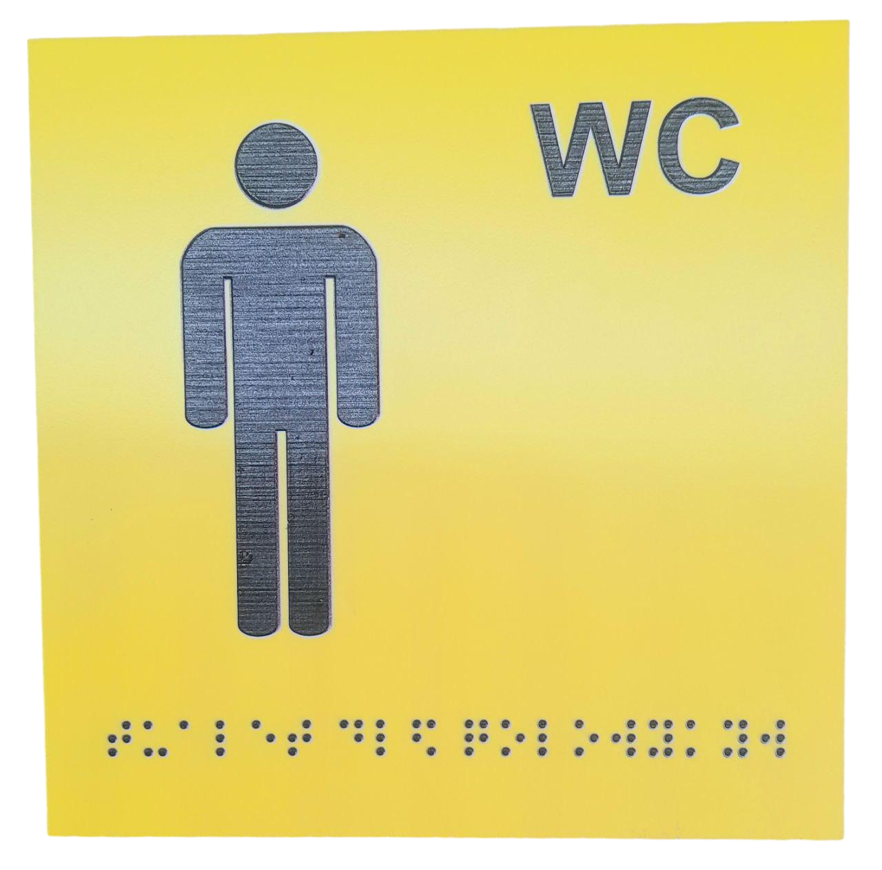Табличка тактильна Брайля з шрифтом "WC" 150х150 мм Жовтий