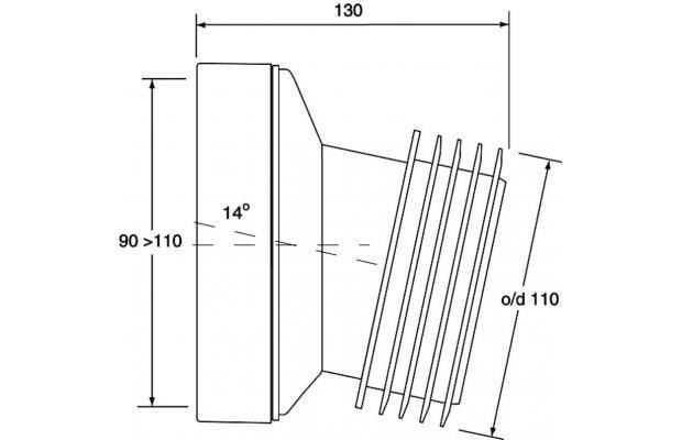Колено для унитаза Mcalpine 125 мм под углом 14 с уплотнителем (HC39) - фото 2