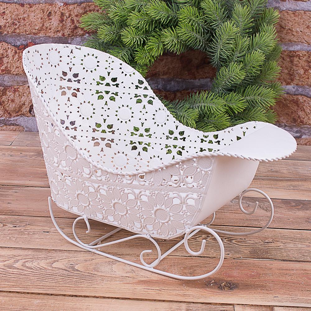 Санки-кашпо декоративные овальные Белый (1486-2)