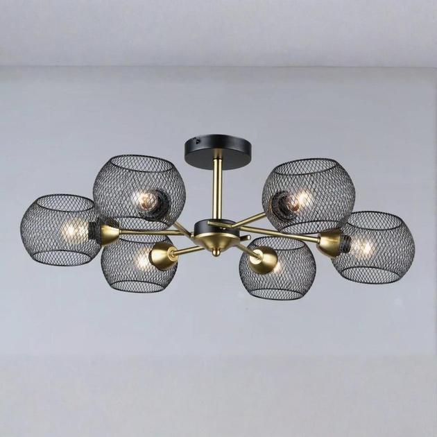 Люстра потолочная Valeso Loft под шесть ламп Е27 IP20 B N6565/6 BK+COP Черный/Медный (29177795)