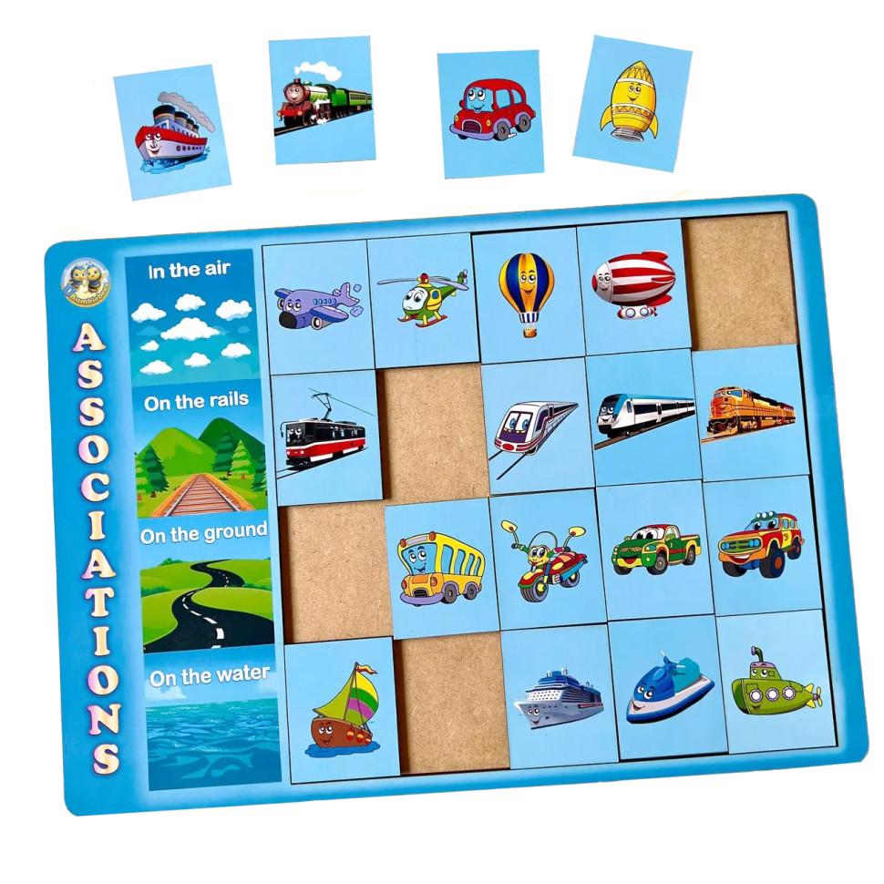 Пазлы деревянные Ubumblebees Виды транспорта сортер-ассоциации 31х23 см (IP-177-P-135)