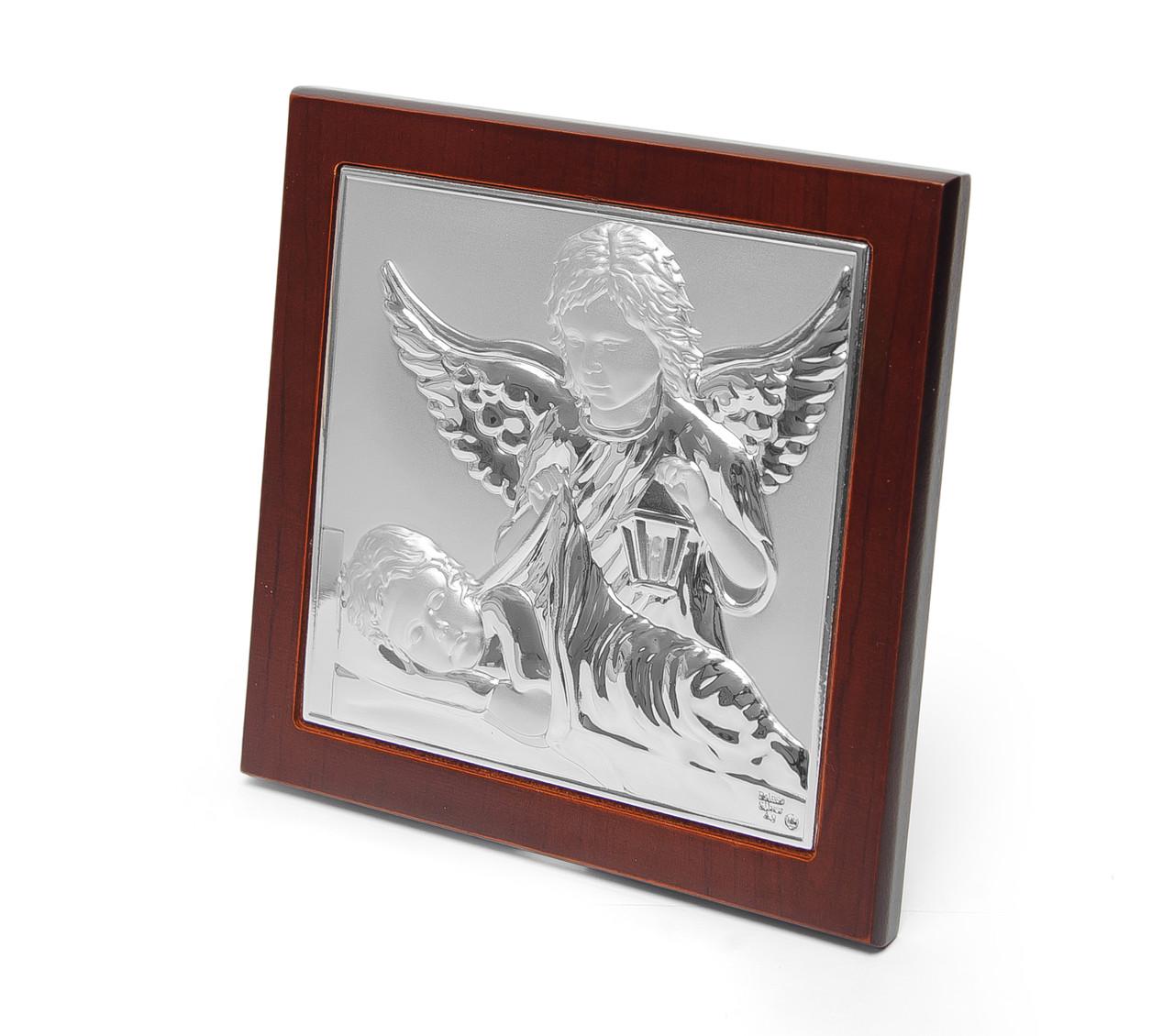 Ікона Ангела Охоронця срібний оклад на дерев'яній рамці 10х10 см - фото 3 Ікона Ангела Охоронця срібний оклад на дерев'яній рамці 10х10 см - фото 3