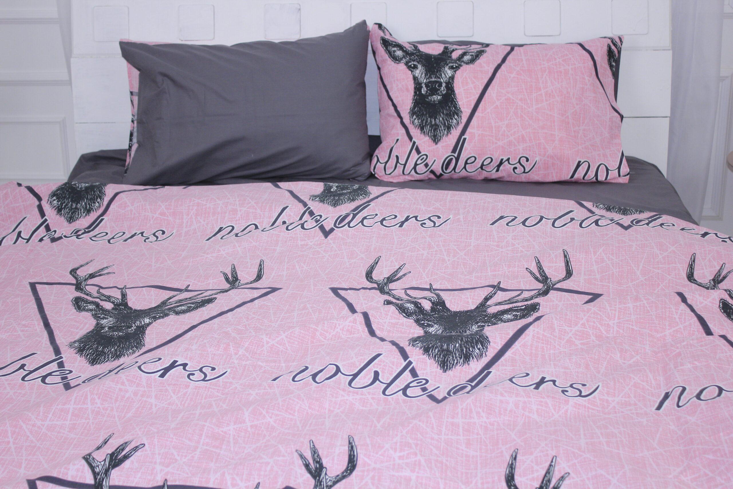 Комплект постельного белья MirSon 17-0516 Noble deers pink полуторный евро с 2-я пододеяльниками 160x220 см (2200003645408)