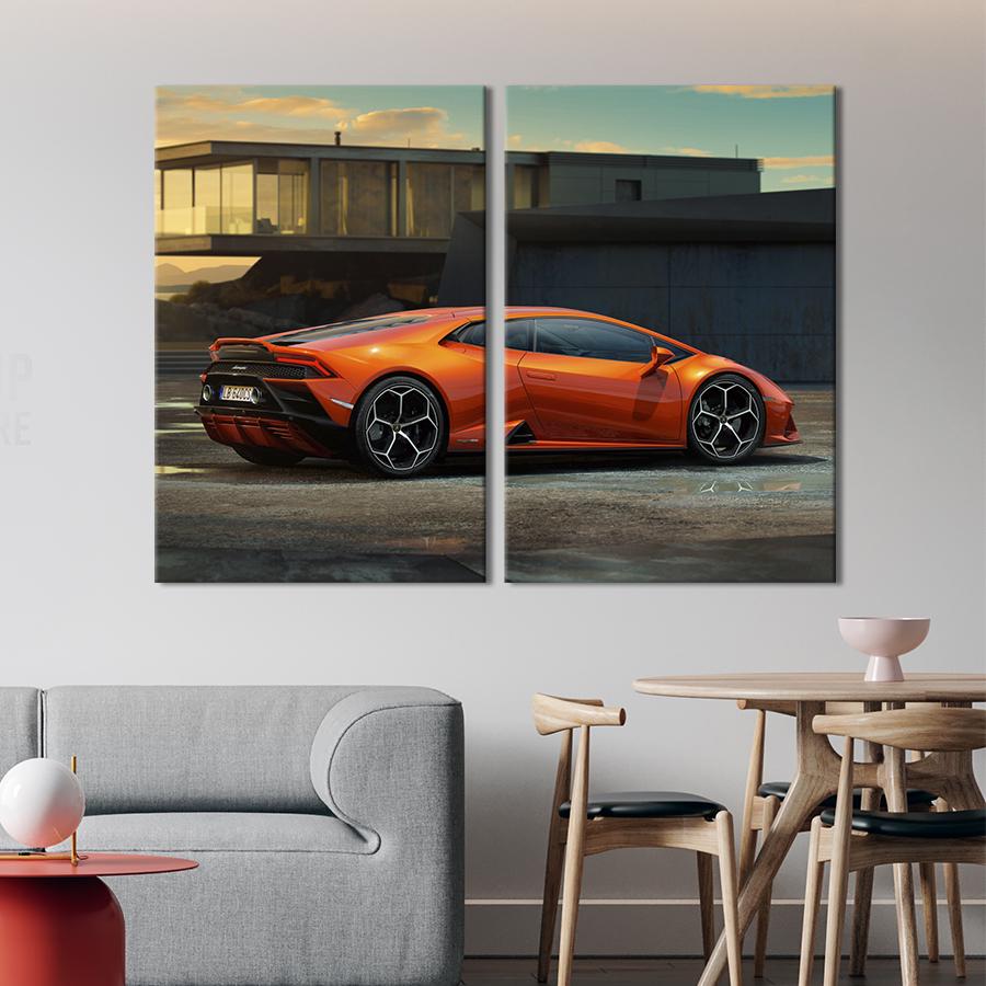 Картина на холсте Оранжевый стильный Lamborghini Huracan Evo 71x51 см (1341-2)