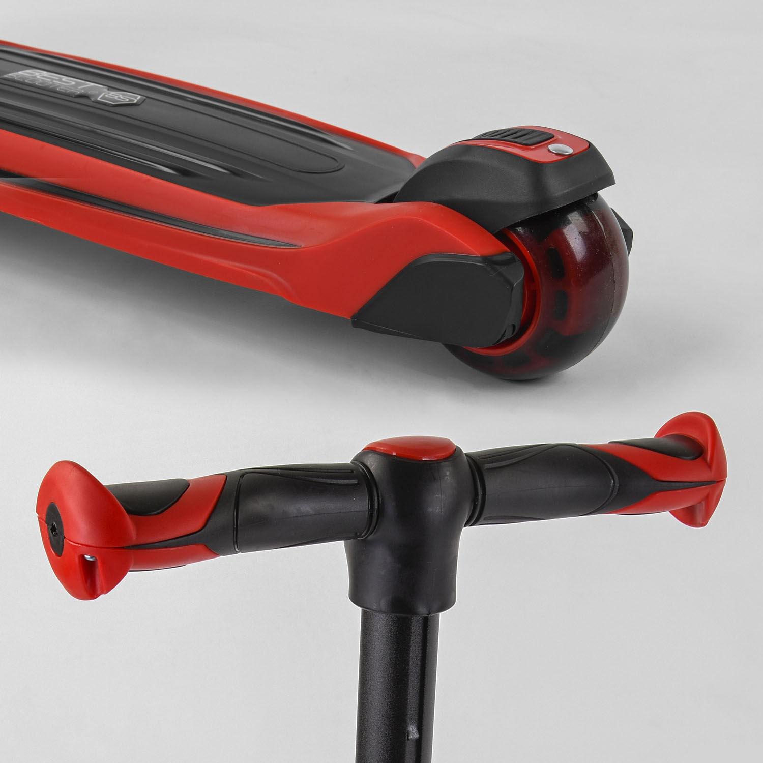 Самокат детский Best Scooter JS-10711 с сиденьем алюминиевый руль 3 PU колеса с подсветкой Красный (17694808) - фото 2 Самокат детский Best Scooter JS-10711 с сиденьем алюминиевый руль 3 PU колеса с подсветкой Красный (17694808) - фото 2