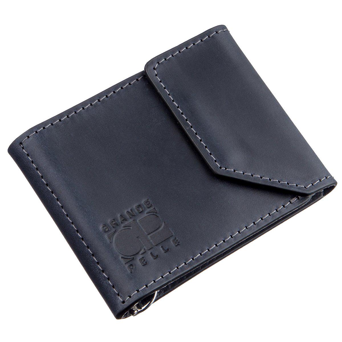 Зажим для денег Grande Pelle 11202 из натуральной кожи Синий Зажим для денег Grande Pelle 11202 из натуральной кожи Синий