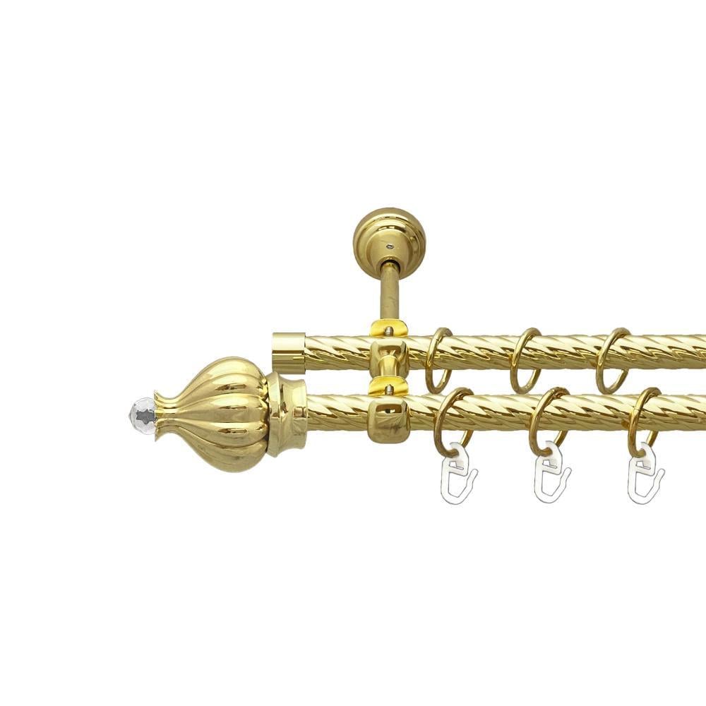 Карниз металлический Orvit Таджа-Кристалл двухрядный открытый/скрученная труба/кольцо металлическое Золото 16/16 мм 300 см (00-00024991)