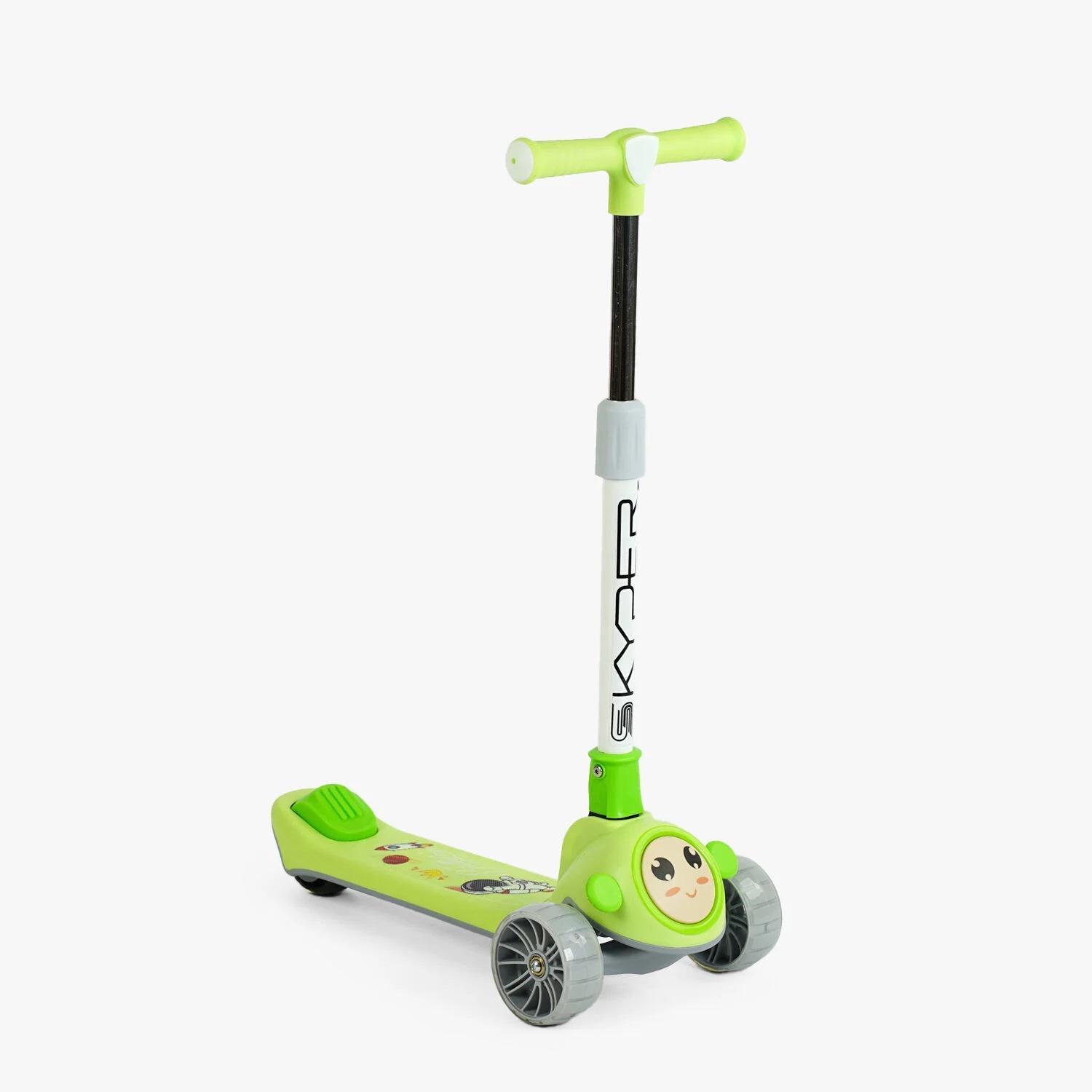 Самокат трехколесный Skyper/колеса PU со светом/музыка/руль складной 125х40 мм Green (153269)