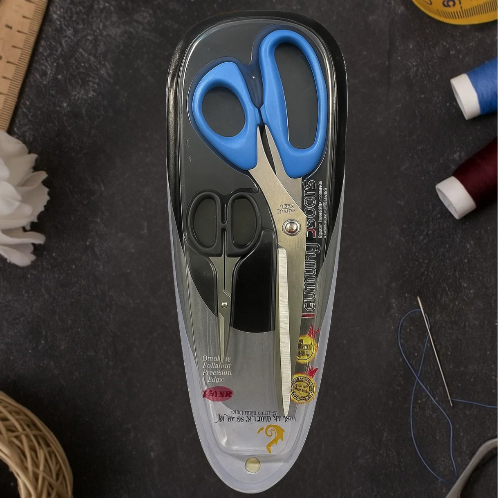 Ножницы портновские 2в1 из нержавеющей стали с пластиковой ручкой для шитья Синий