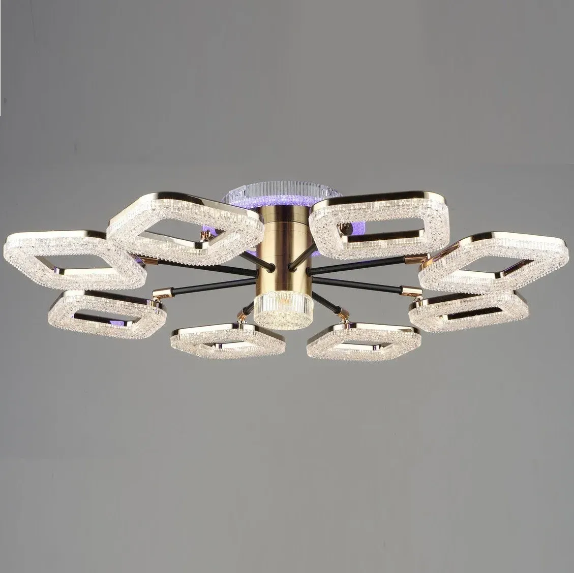 LED-люстра потолочная Sirius с подсветкой корпуса 3000/6500К IP20 B YH1003/8 80W Золотой (28688346)