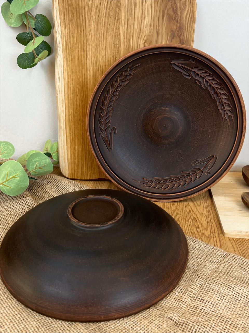 Фруктівниця керамічна глиняна різьблена колосок 26 см (3002-11) - фото 3 Фруктівниця керамічна глиняна різьблена колосок 26 см (3002-11) - фото 3