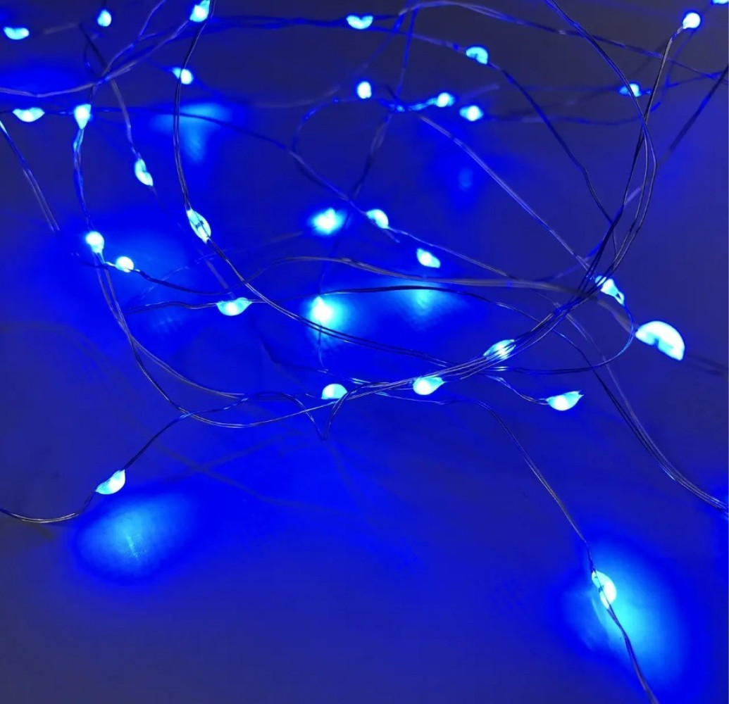 Гірлянда світлодіодна роса на батарейках статичний режим 20 LED IP44 2 м Синій - фото 8