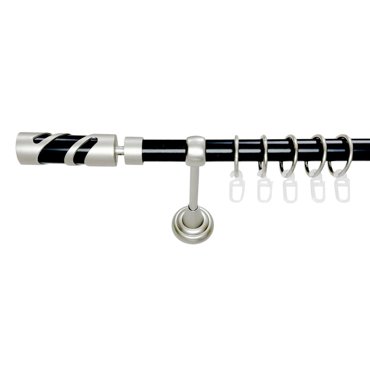 Карниз для штор Orvit Сієна однорядний 19 мм відкритий 240 см Чорний/Сатин (009-1248)