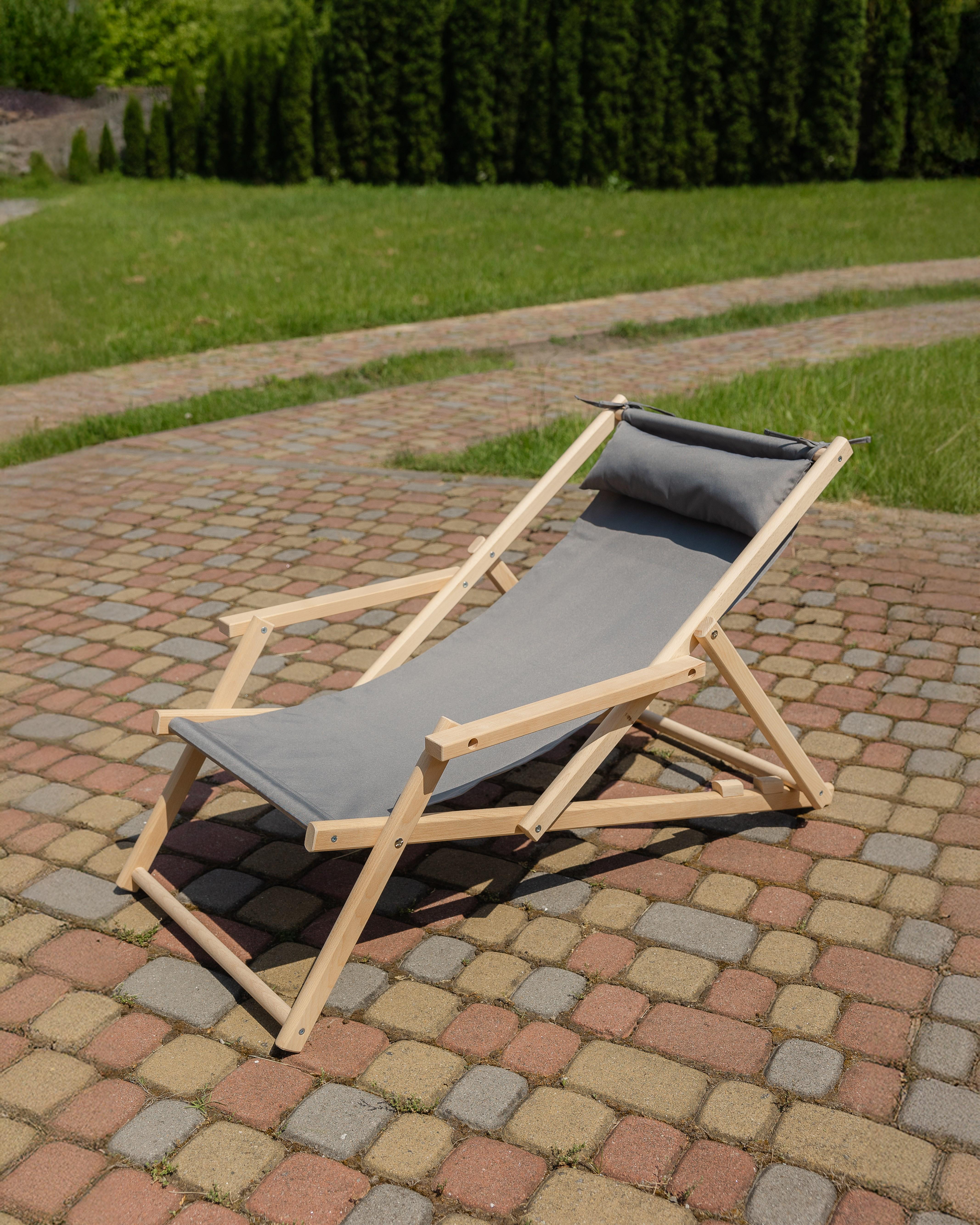 Шезлонг дерев'яний розкладний XRmaster з підлокітниками та підголовником Сірий (0002246) - фото 1 Шезлонг дерев'яний розкладний XRmaster з підлокітниками та підголовником Сірий (0002246) - фото 1