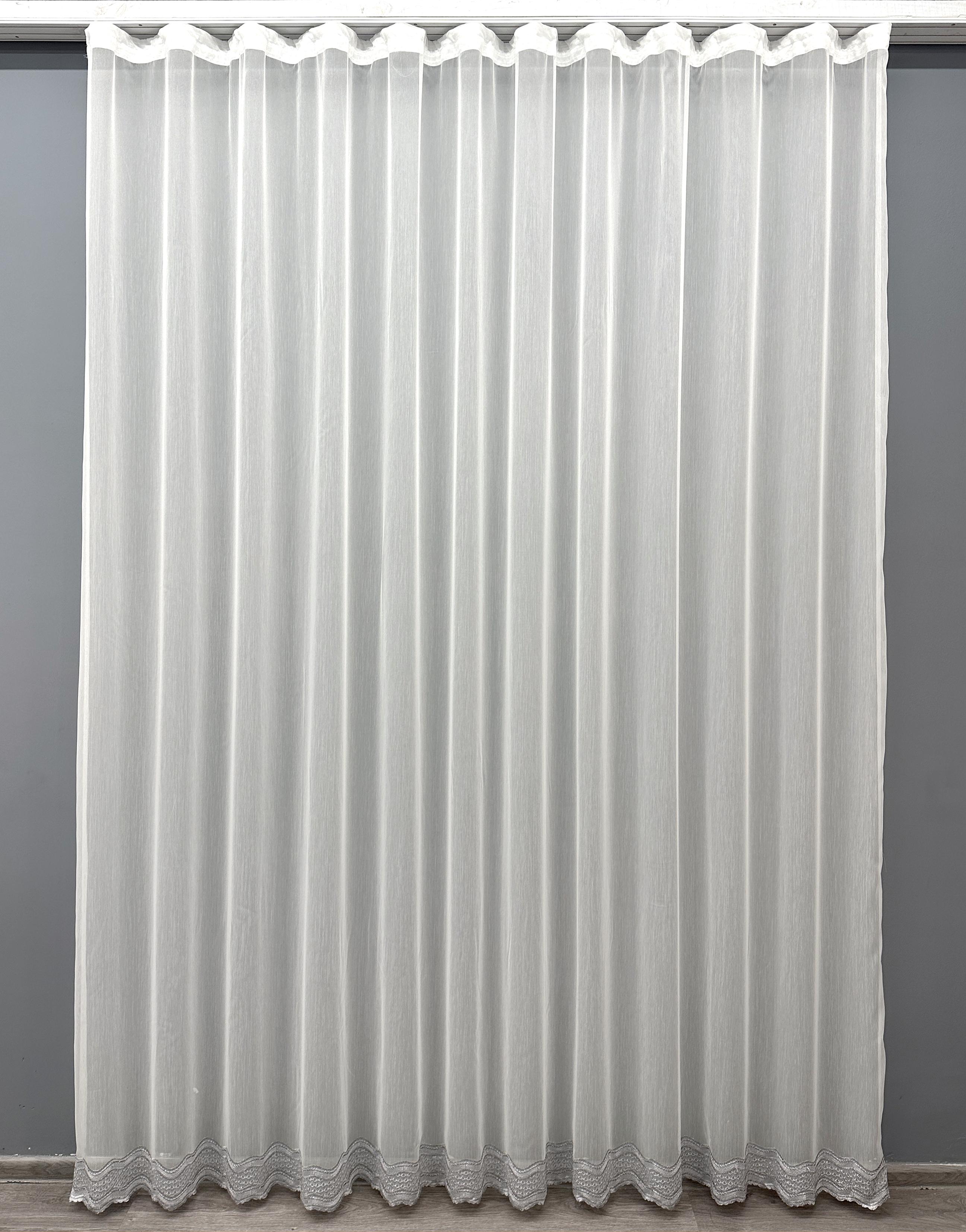 Тюль VR-Textil 1634т Бамбук з вишивкою та люрексом 300х270 см Молочний/Сірий (42-0599)