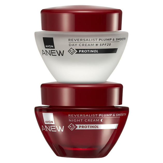 Набір кремів для обличчя 35+ Avon Anew Reversalist Plump Пружність і гладкість день/ніч 50/50 мл (AV15407)