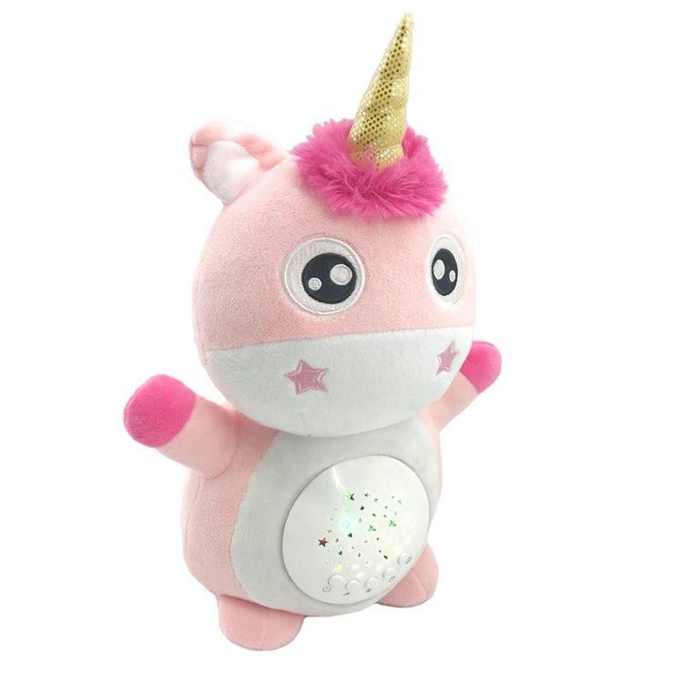 Успокаивающее музыкальная мягкая игрушка SUNROZ Sleeping Friend с проектором "Единорог" 3в1 Розовый