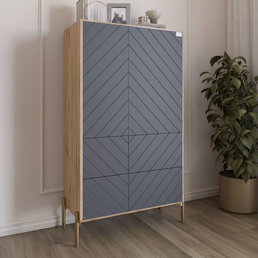 Комод-пенал Lion Амарант 84x40x150 см Дуб Аппалачи/Графитовый (LION-042201) Комод-пенал Lion Амарант 84x40x150 см Дуб Аппалачи/Графитовый (LION-042201)