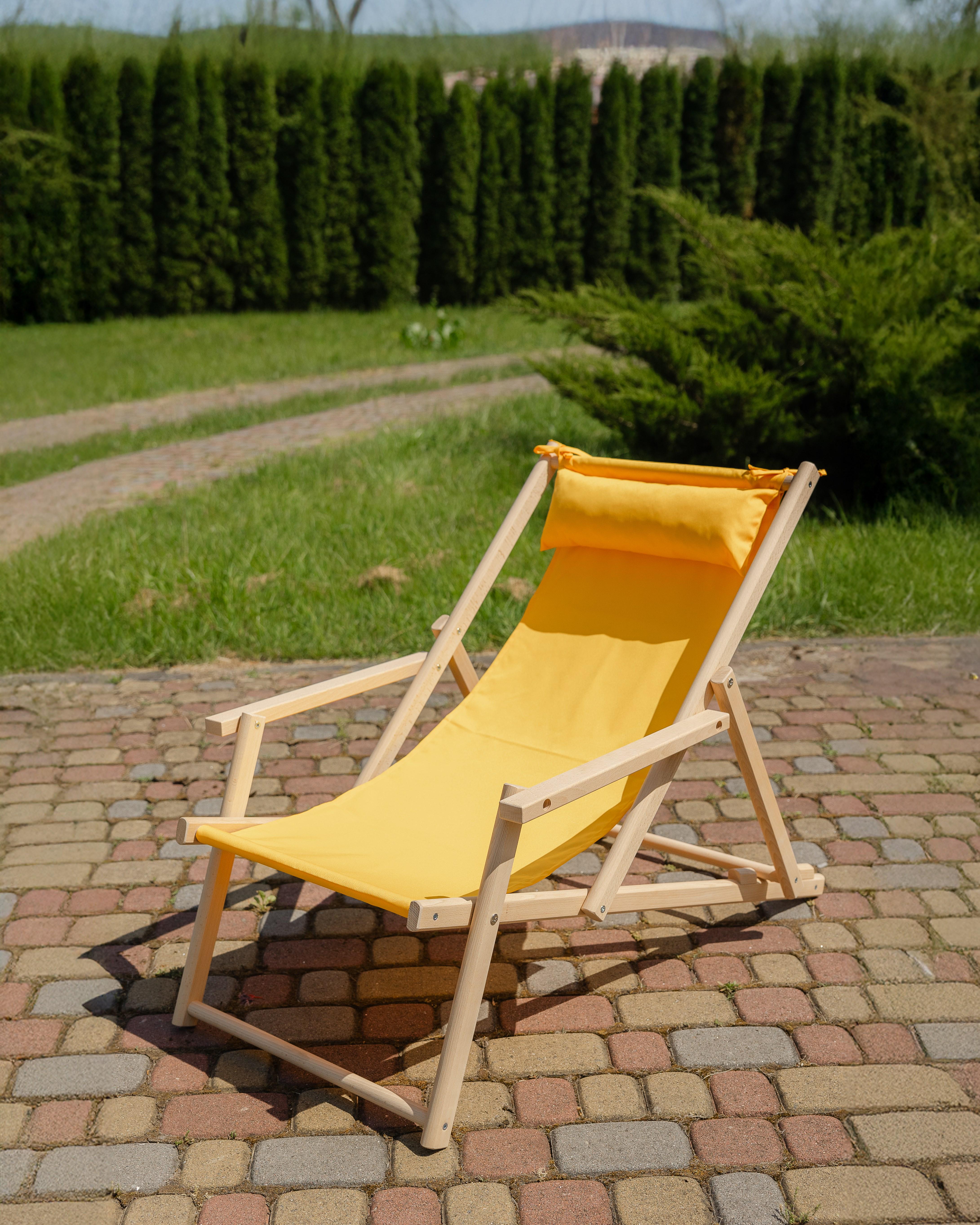 Шезлонг дерев'яний розкладний XRmaster з підлокітниками та підголовником Жовтий (0002247) - фото 2 Шезлонг дерев'яний розкладний XRmaster з підлокітниками та підголовником Жовтий (0002247) - фото 2
