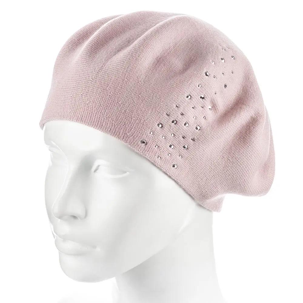 Берет женский Zolly ZH239 полушерстяной тонкой вязки двойной Пудровый (126033)