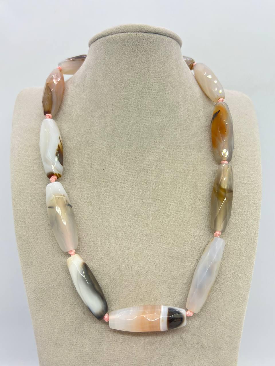 Бусы агат 48 см Светло-коричневый (11295)